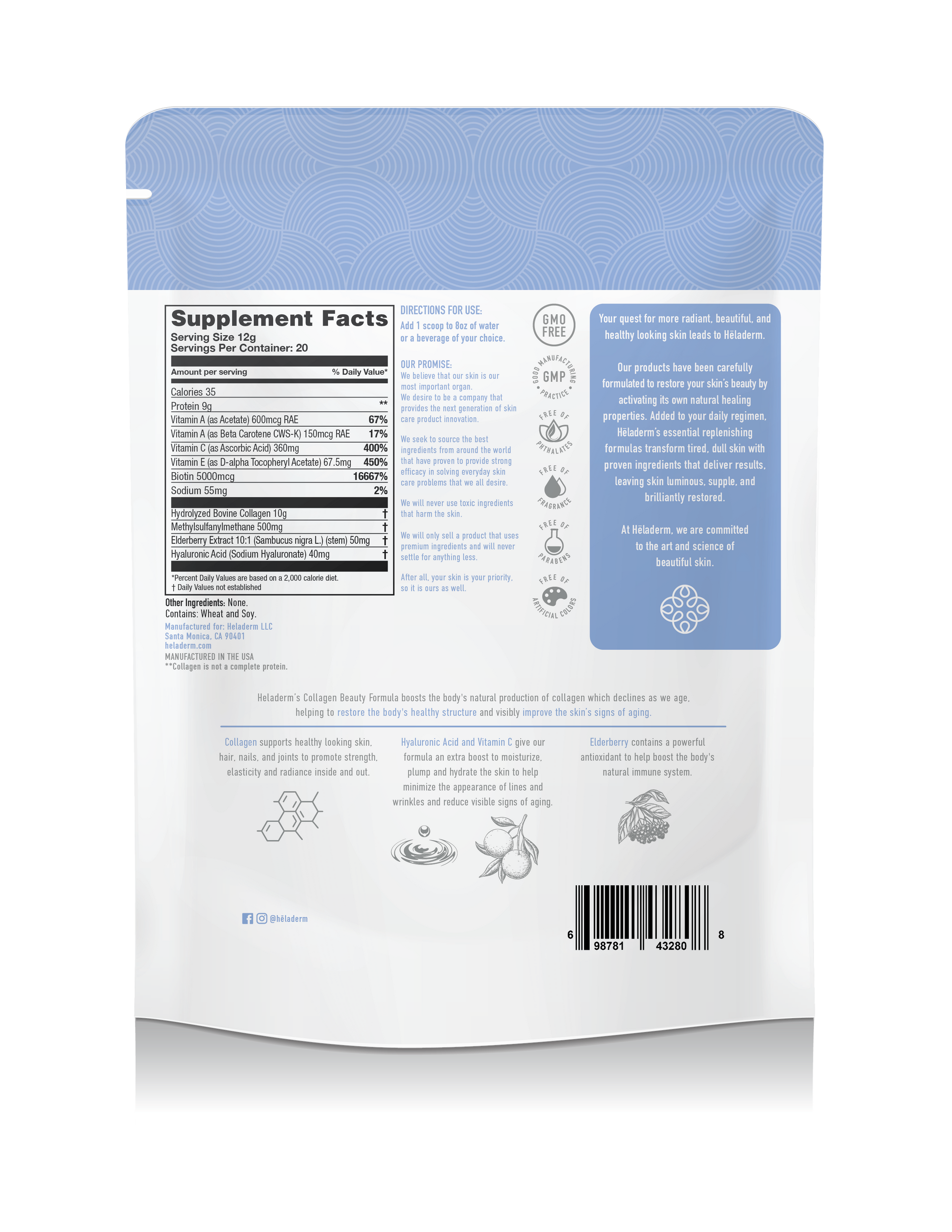 Collagen Beauty - Supplement Facts | Hēladerm